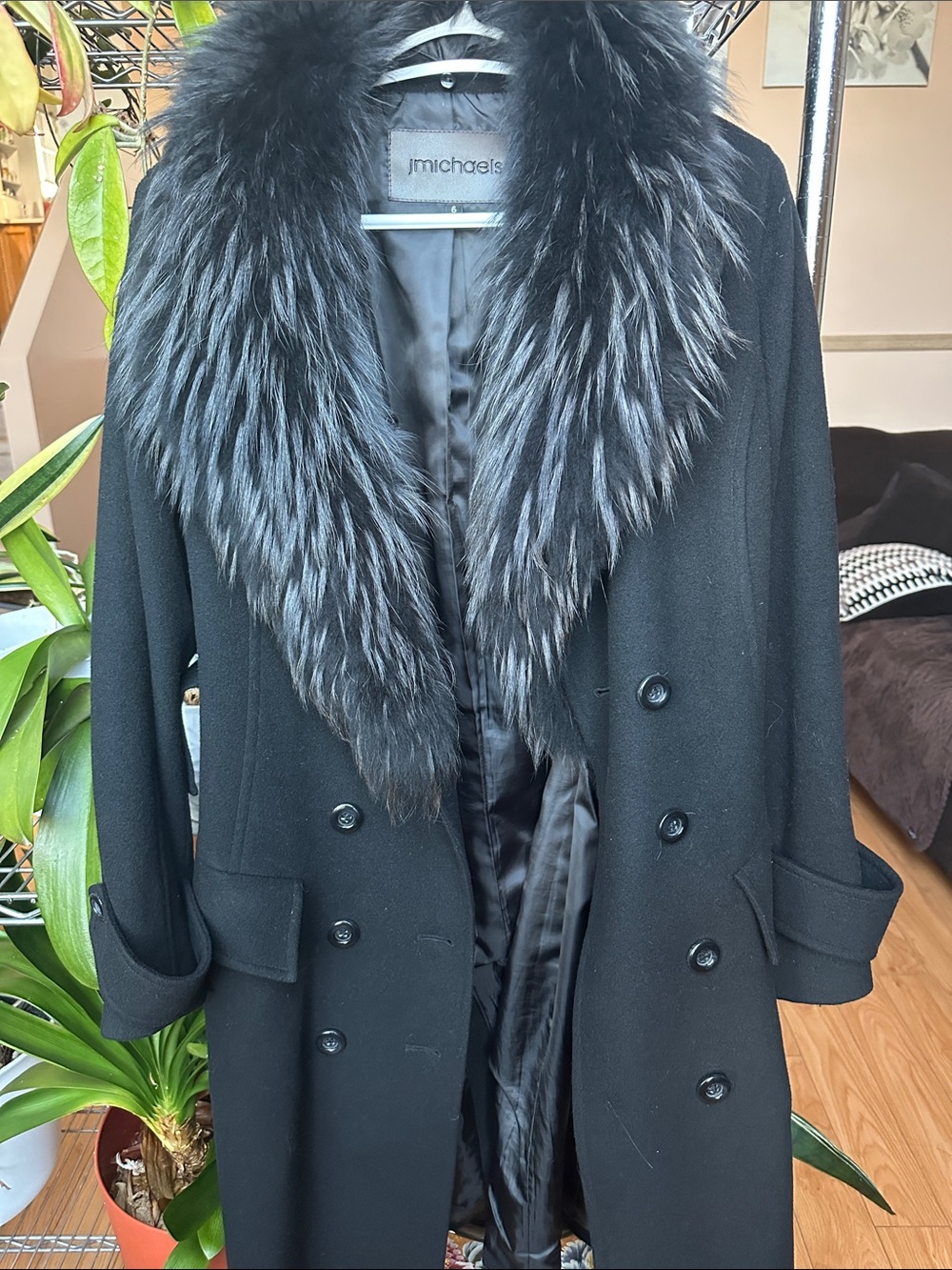 JMichaels Black Coat With Faux Fur